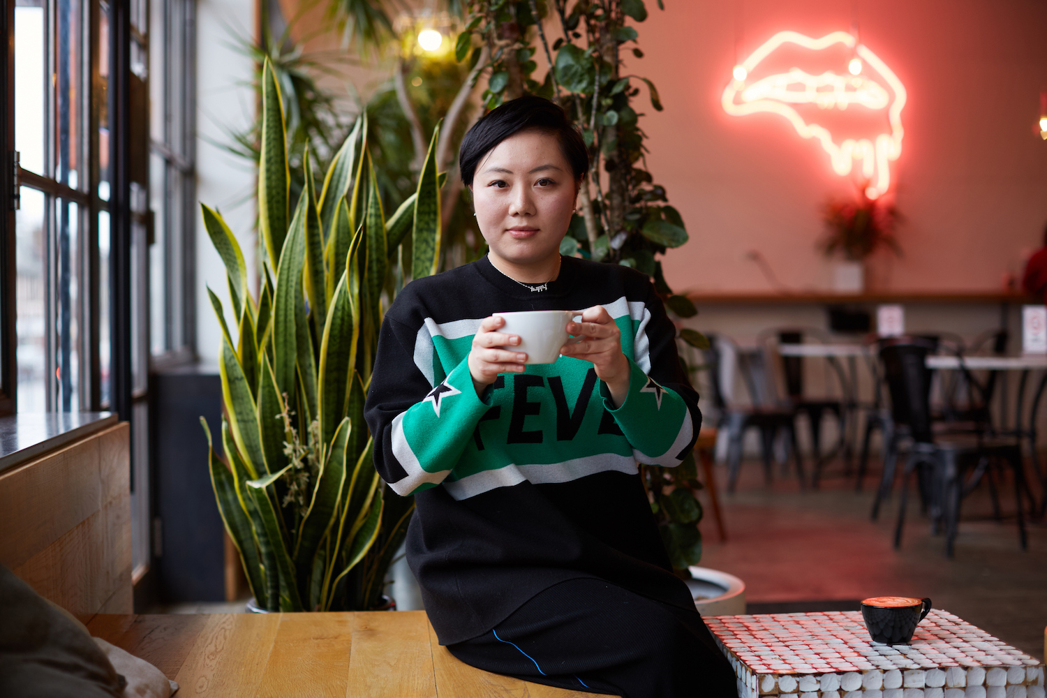 Vanesa Kim owner of White Noise Coffee in Flushing, Queens.