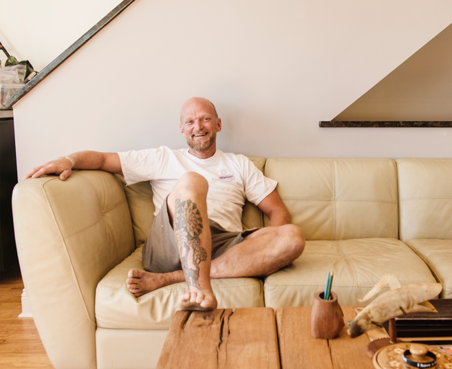 Chef Whitney Aycock at his home in Queens.