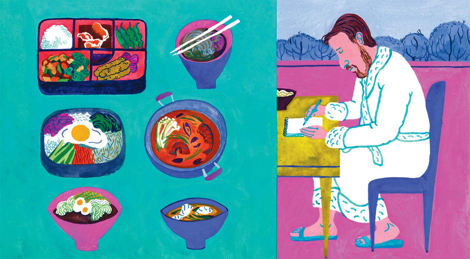 Spa Castle in College Point offers Korean Cuisine. Illustrations by Miguel Pang Ly.