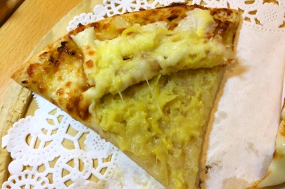 Durian Pizza at C Fruit Life in Flushing, Queens, New York.