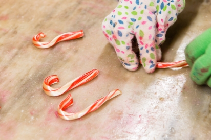 Candy canes are formed by hand at Schmidts in Woodhaven, Queens.