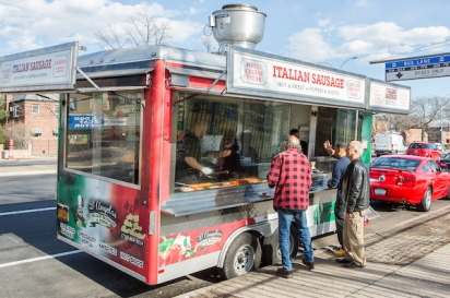 D'Angelo's Italian sausage food trailer on Woodhaven Blvd in Queens build by 800BuyCart.