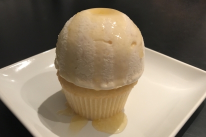 Lychee ice cream cupcake from Silk Cakes bakery in Forest Hills.
