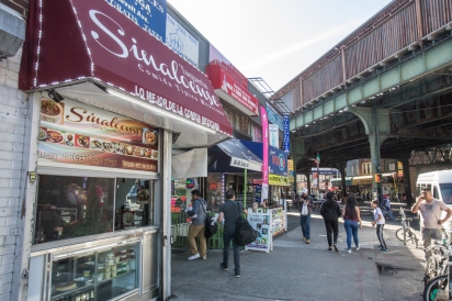 Taqueria El Sinaloense is located just steps from the 90th Street–Elmhurst Avenue stop on the 7 train, offering Sinaloan cuisine.