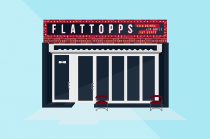 Flattopps offers burgers and cocktails in Astoria, Queens.