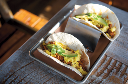 One of Salt & Bone's vegan options, the Veganator tacos in Astoria.