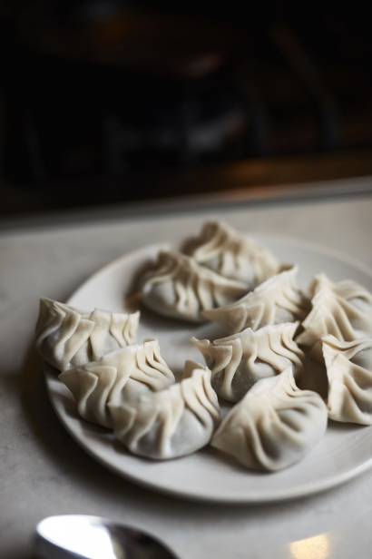 Finished dumplings ready to be fried at Chef Thomas Chen's home in Queens.