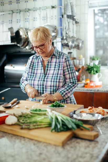 Cooking with Lidia Bastianich in her kitchen in Queens, New York.