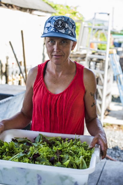 Heidi Woolever, one of the managers of Edgemere Farm in Rockaway, Queens.