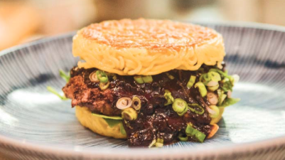 What restaurants to eat out at in Long Island City. Ramen Burger from Ramen Shack.