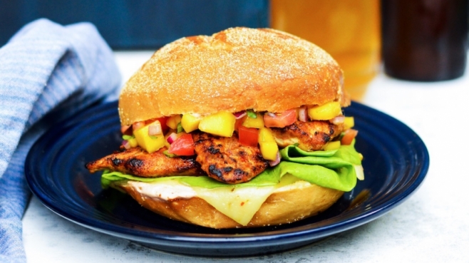 It’s OK Not to Share Jerk Chicken Sandwiches from The Ultimate New Mom’s Cookbook by Aurora Satler.